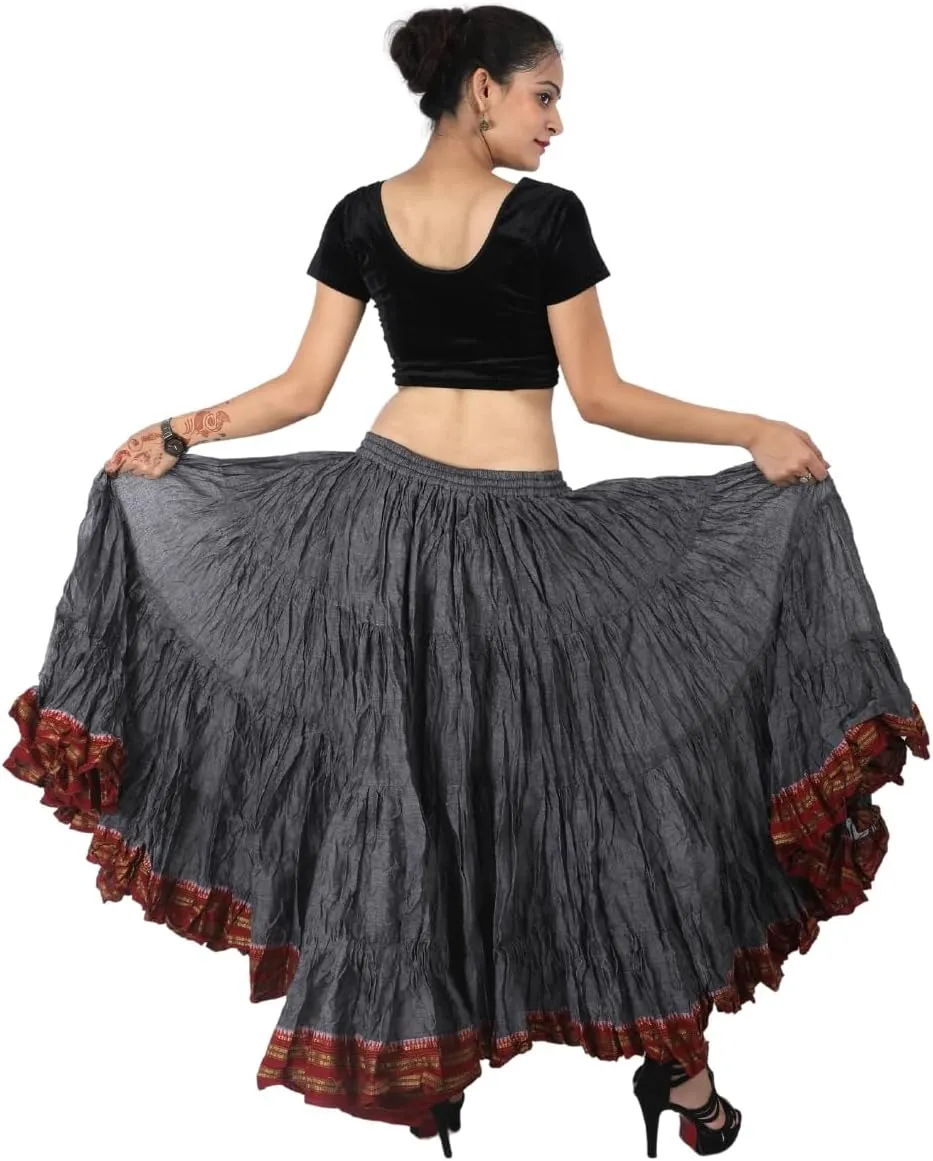 25 Yard American Tribal Style Dance Cotton Tiered Flounce Maxi Full Skirt