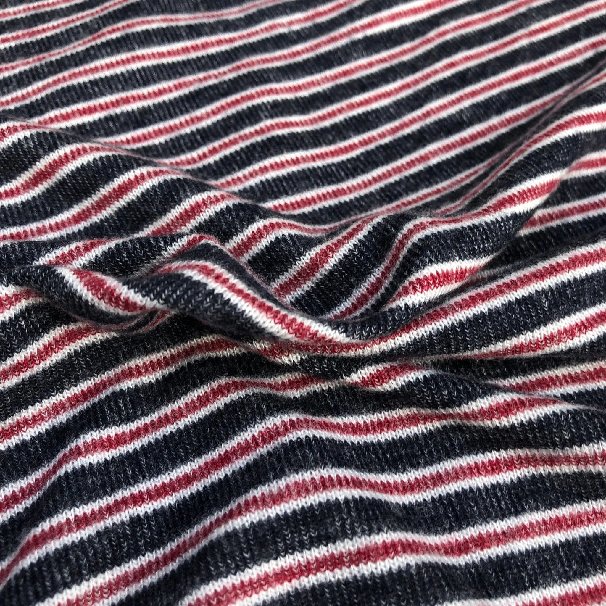 56" Rayon Spandex Stretch Blend Striped Print Hatchi Brushed Knit Fabric By Yard
