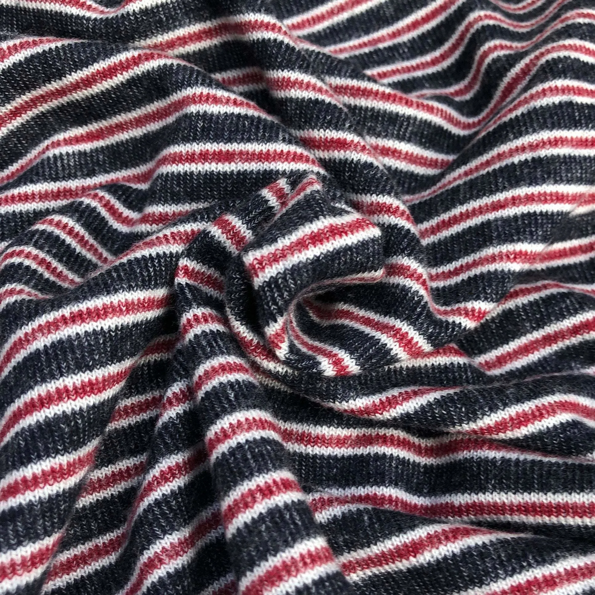 56" Rayon Spandex Stretch Blend Striped Print Hatchi Brushed Knit Fabric By Yard