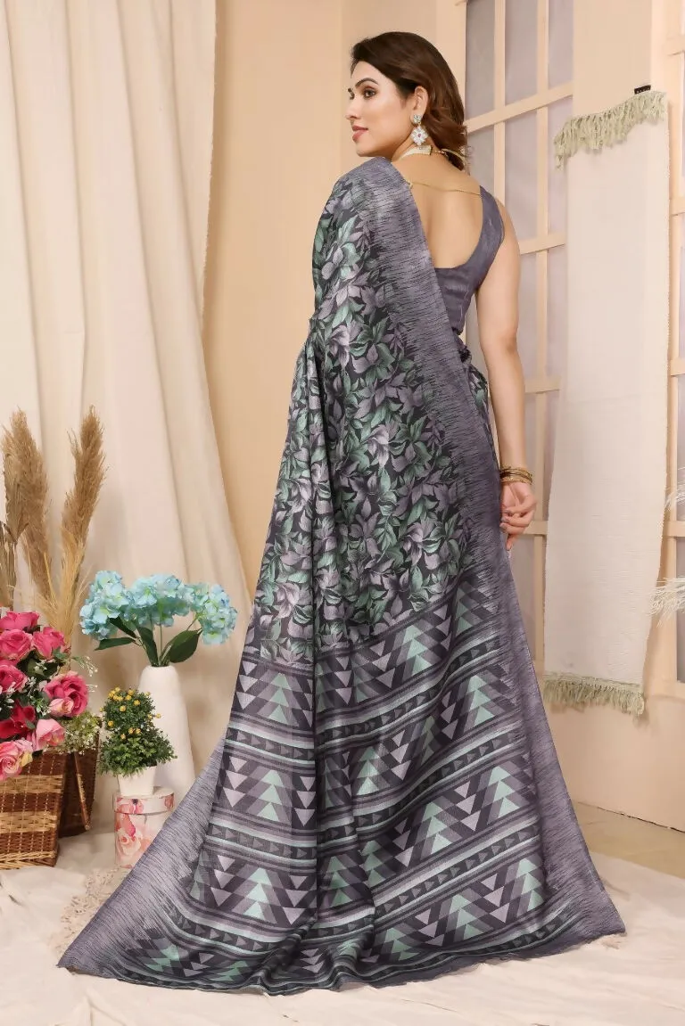 Aafreen Partywear Designer Grey Khadi Fancy Saree