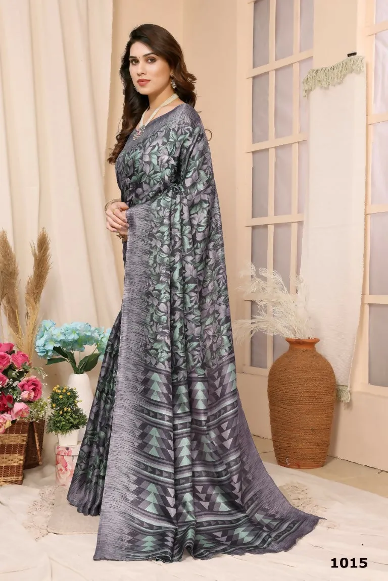 Aafreen Partywear Designer Grey Khadi Fancy Saree