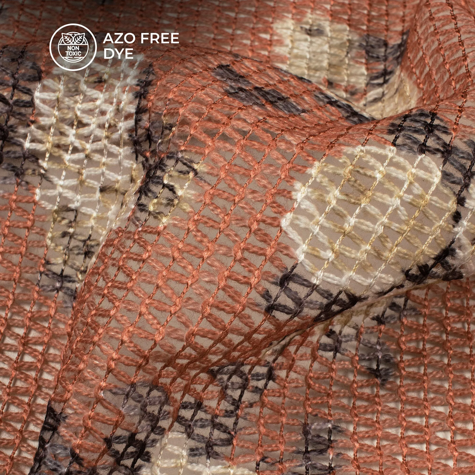 Azo Free Printed Tunisian Poly Crochet Net Fabric