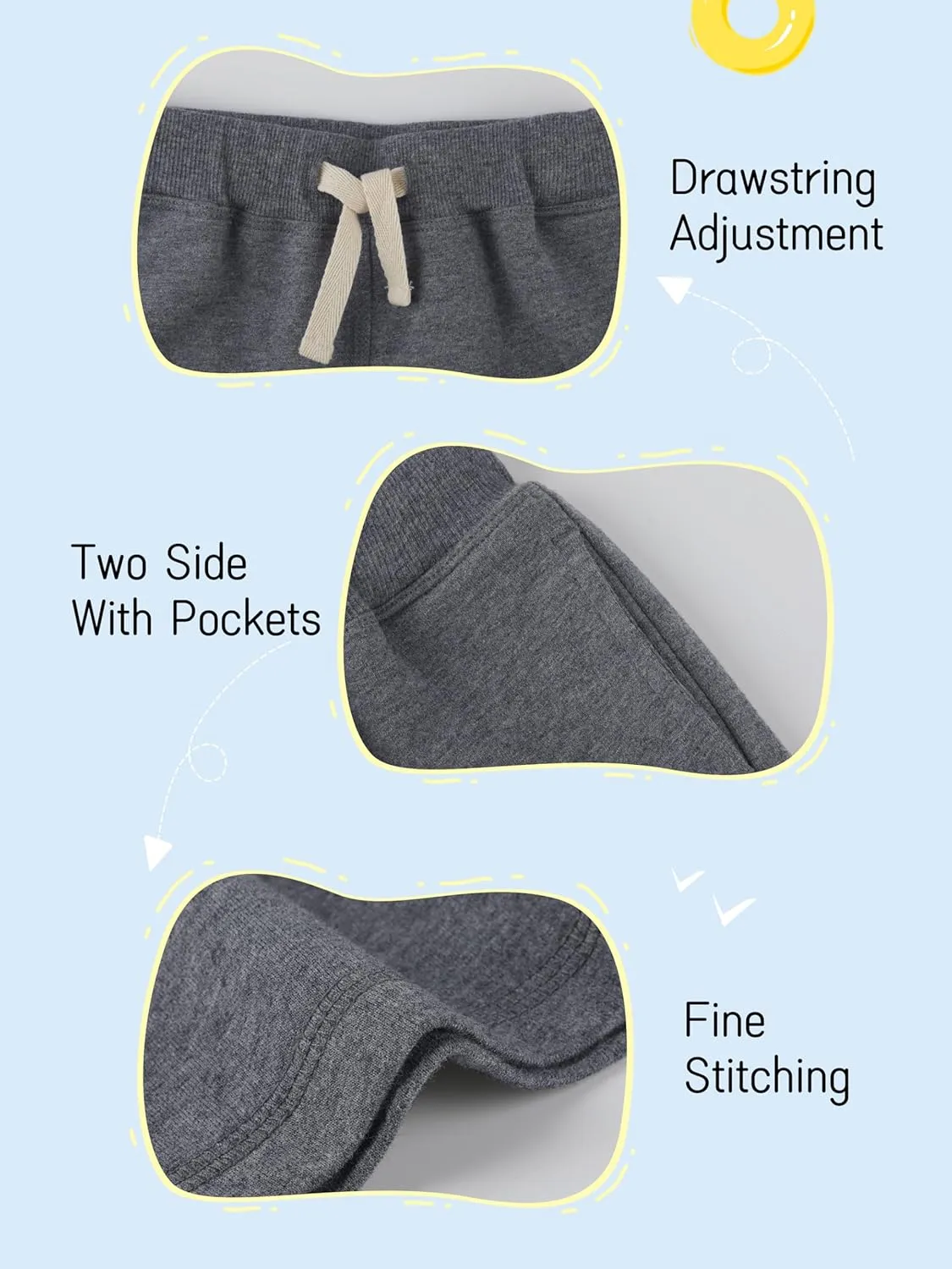 Baby Boys Shorts 4-Pack 0-24M | Cotton Knit Pull-On with Adjustable Drawstring Waist & Pockets, Summer Playwear