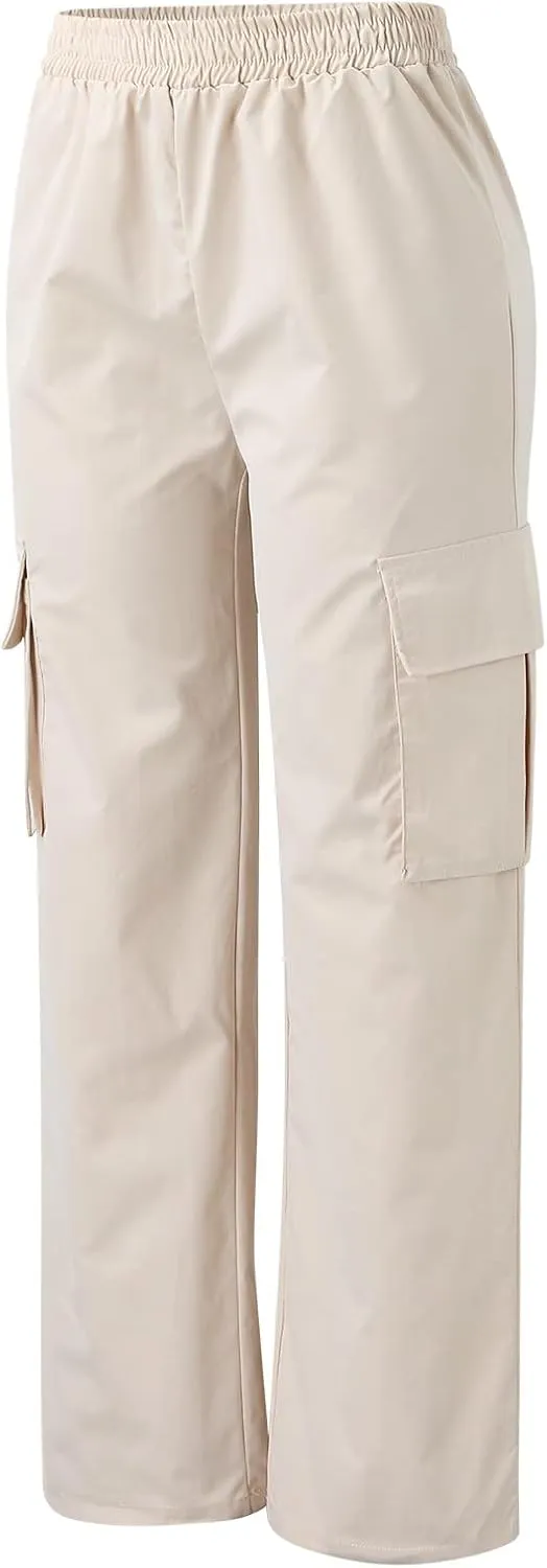 Belt Less Pants Women Wide Leg High Waisted Casual Trousers Straight Leg Relaxed Style Loose Sweatpants with Pockets