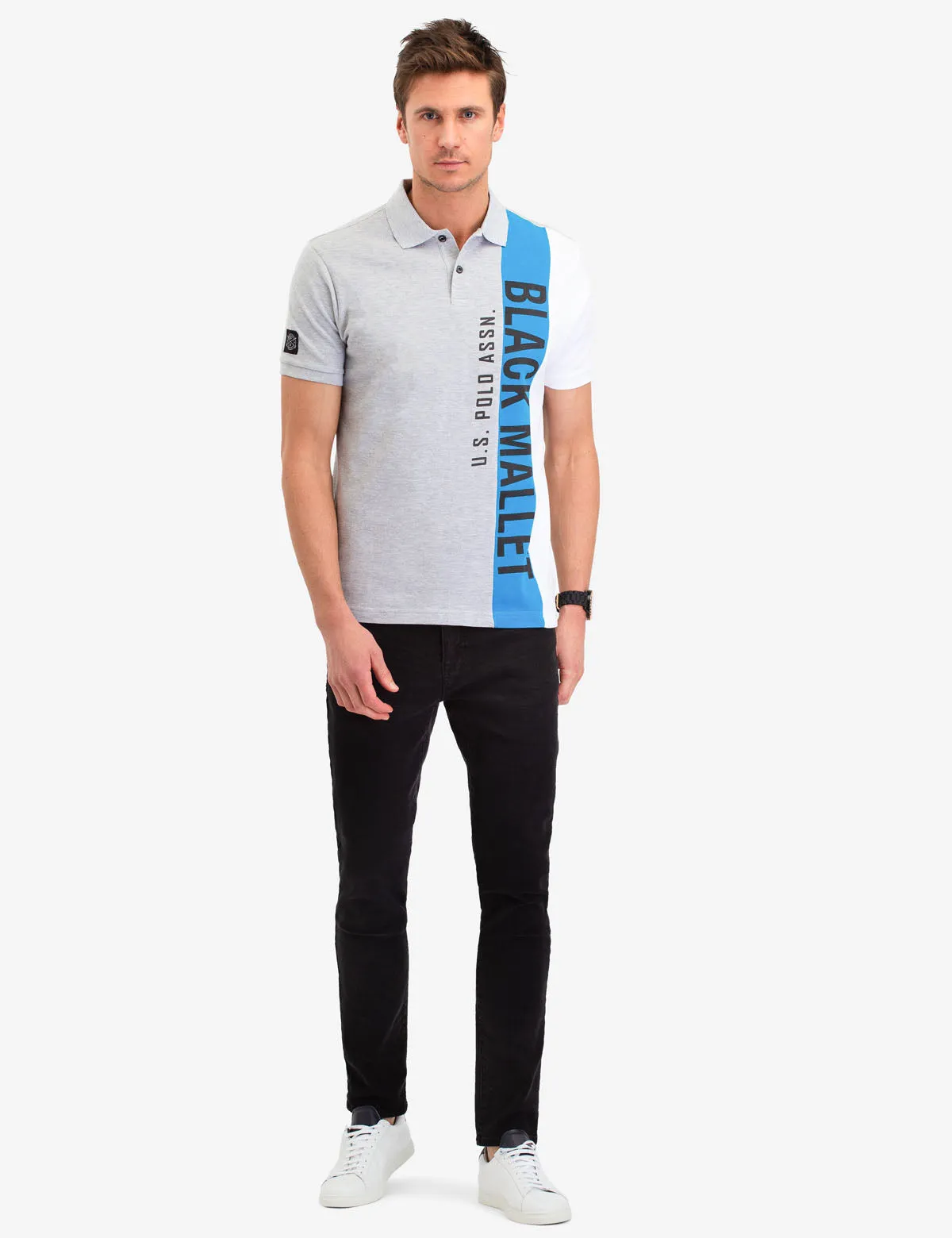BLACK MALLET VERTICAL LOGO POLO SHIRT