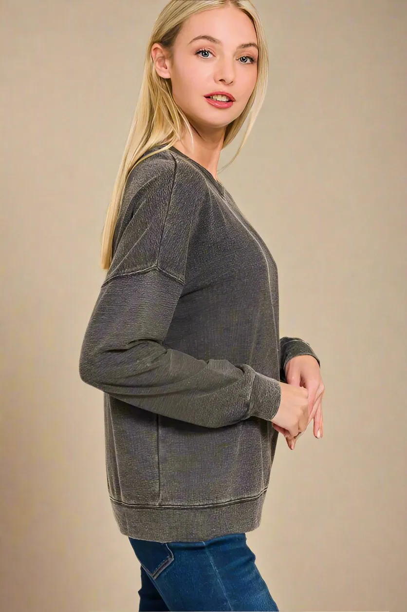 Black Vintage Wash Relaxed Fit Sweatshirt