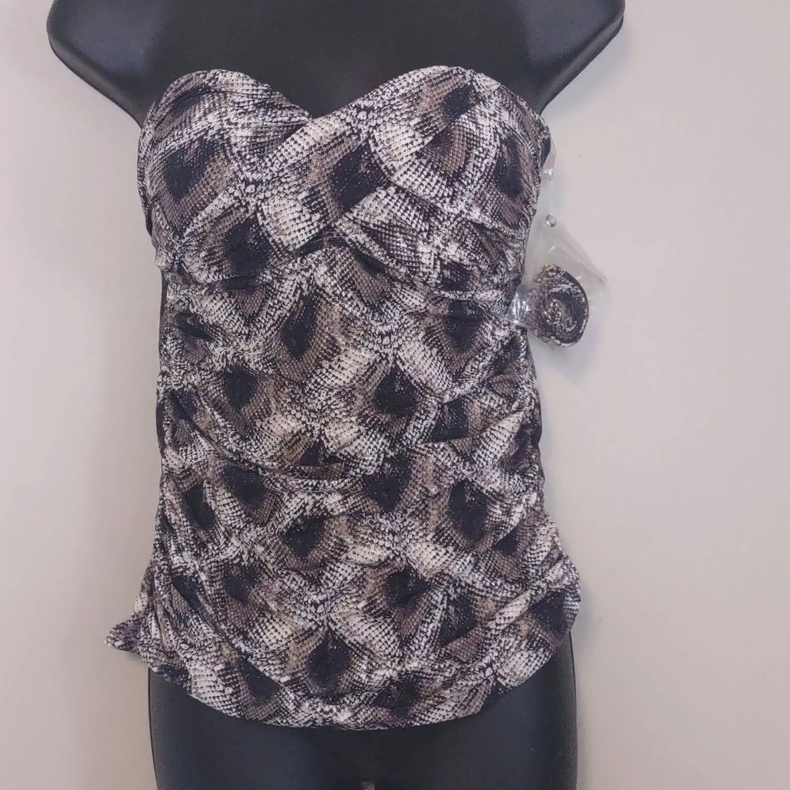 Bleu Rod Beattie Snake Skin Game Bandini Tankini Swim Top