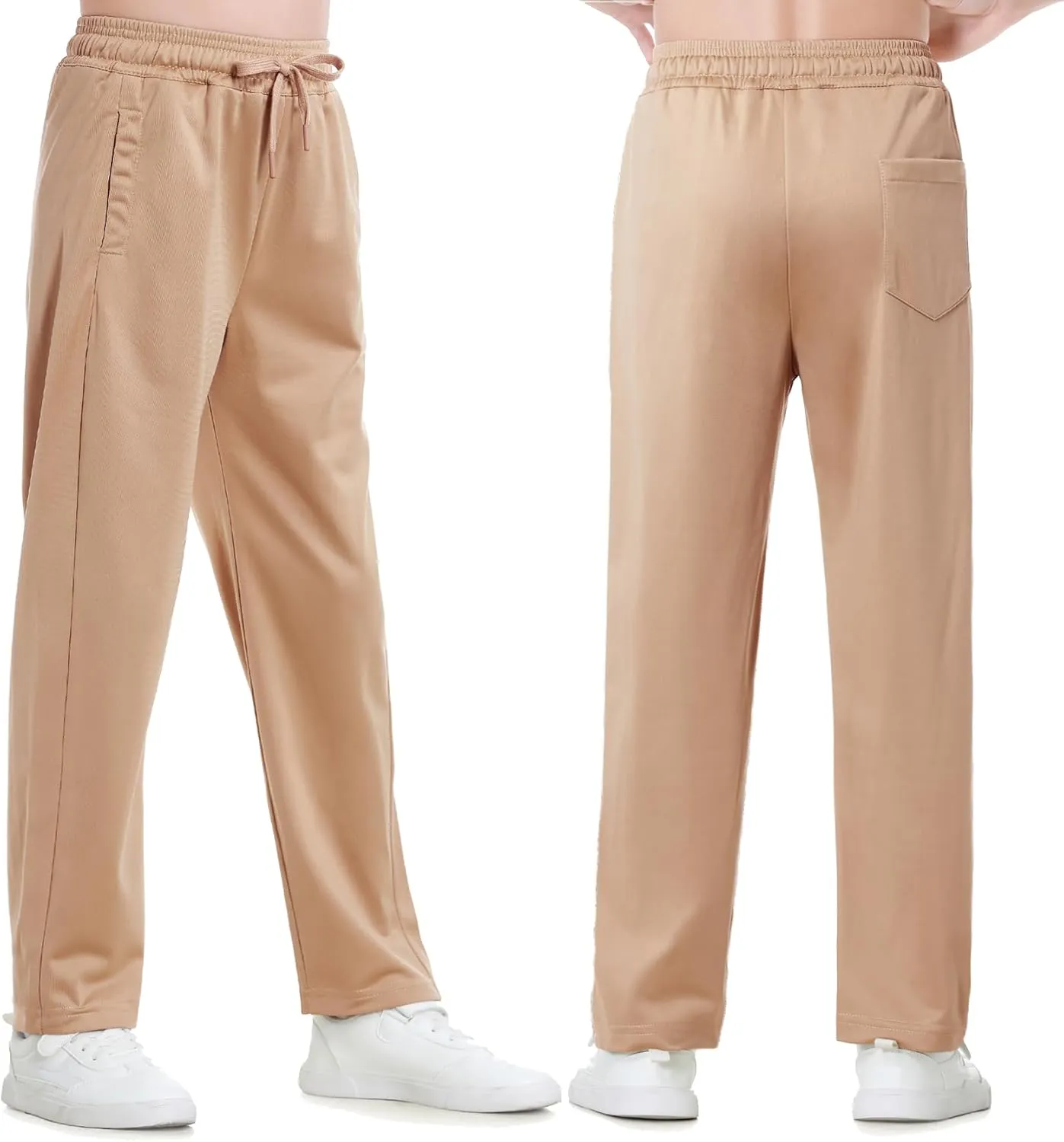 Boys Sweatpants Straight Leg Fit, Boy Athletic Joggers with Open Bottom and Drawstring Pockets for Sports Outdoors