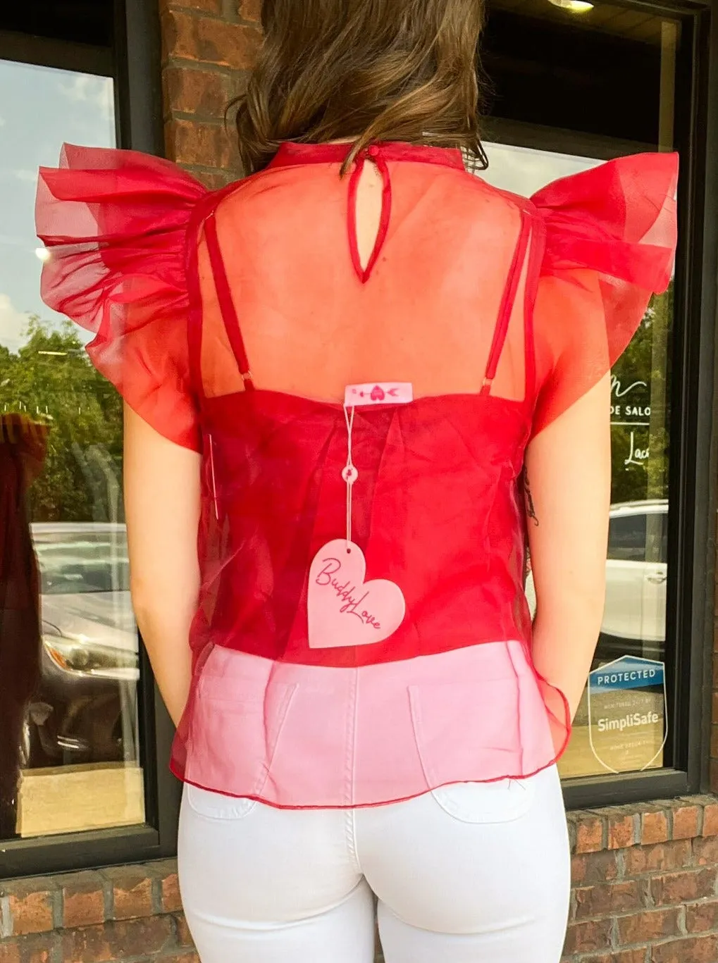 BuddyLove Organza Ruffle Sleeve Layered Blouse