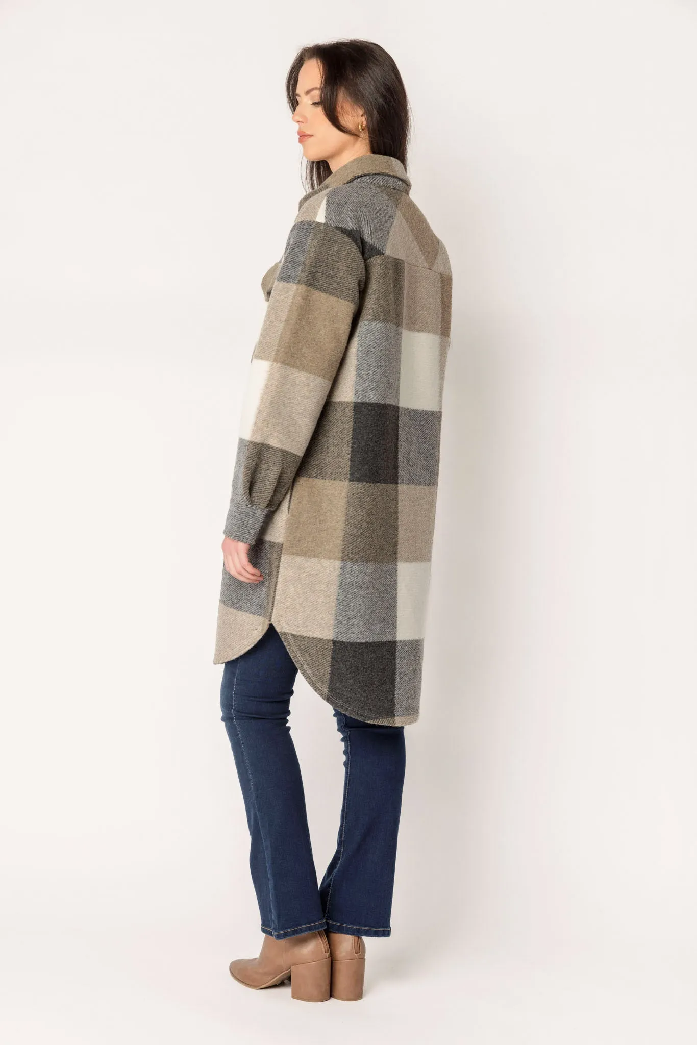 Buffalo Plaid Longline Knit Shacket