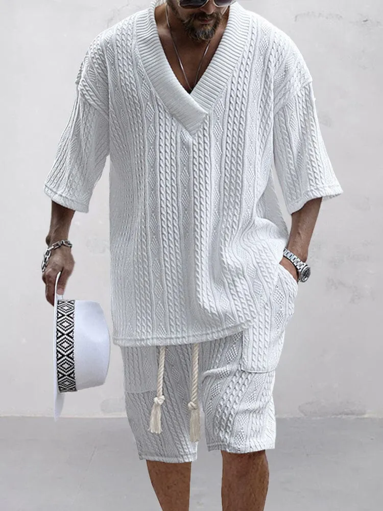 Casual Cable Knit T-shirt Set