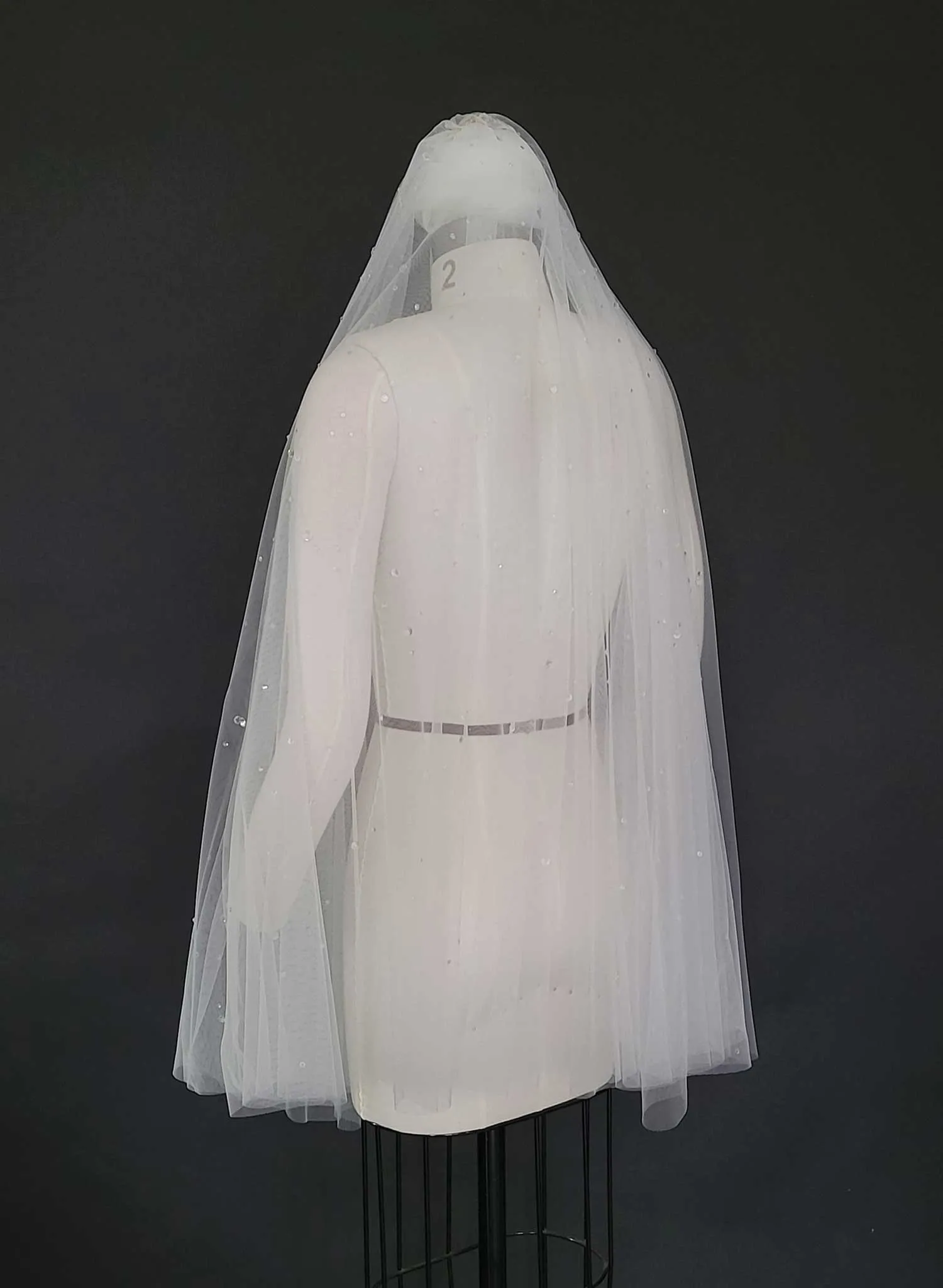 Crystal droplets on whisper tulle circle veil - Style #2472
