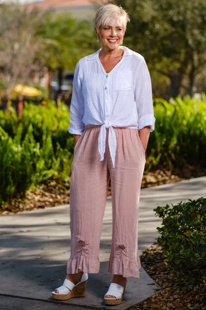 Desiree Rosette Ankle Linen Pant (PL158)