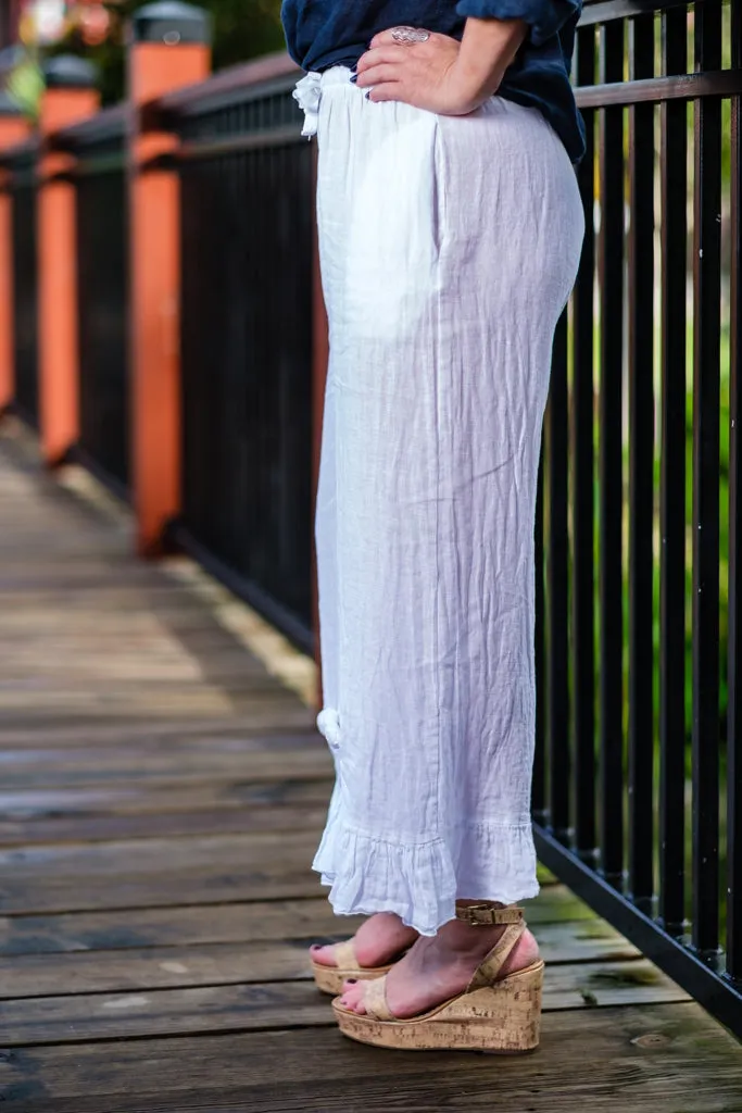 Desiree Rosette Ankle Linen Pant (PL158)