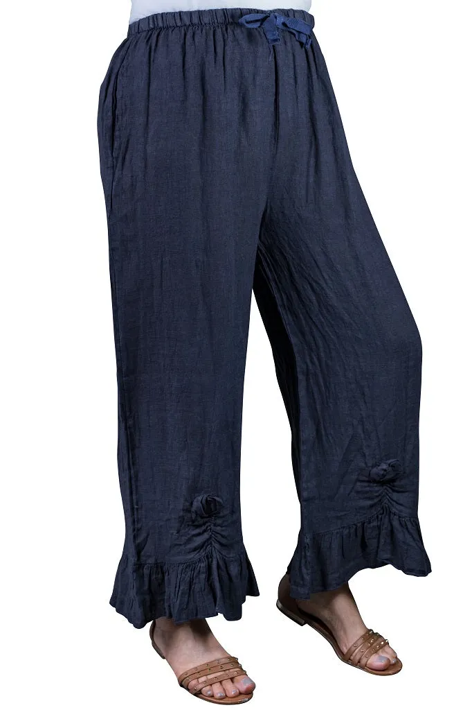 Desiree Rosette Ankle Linen Pant (PL158)