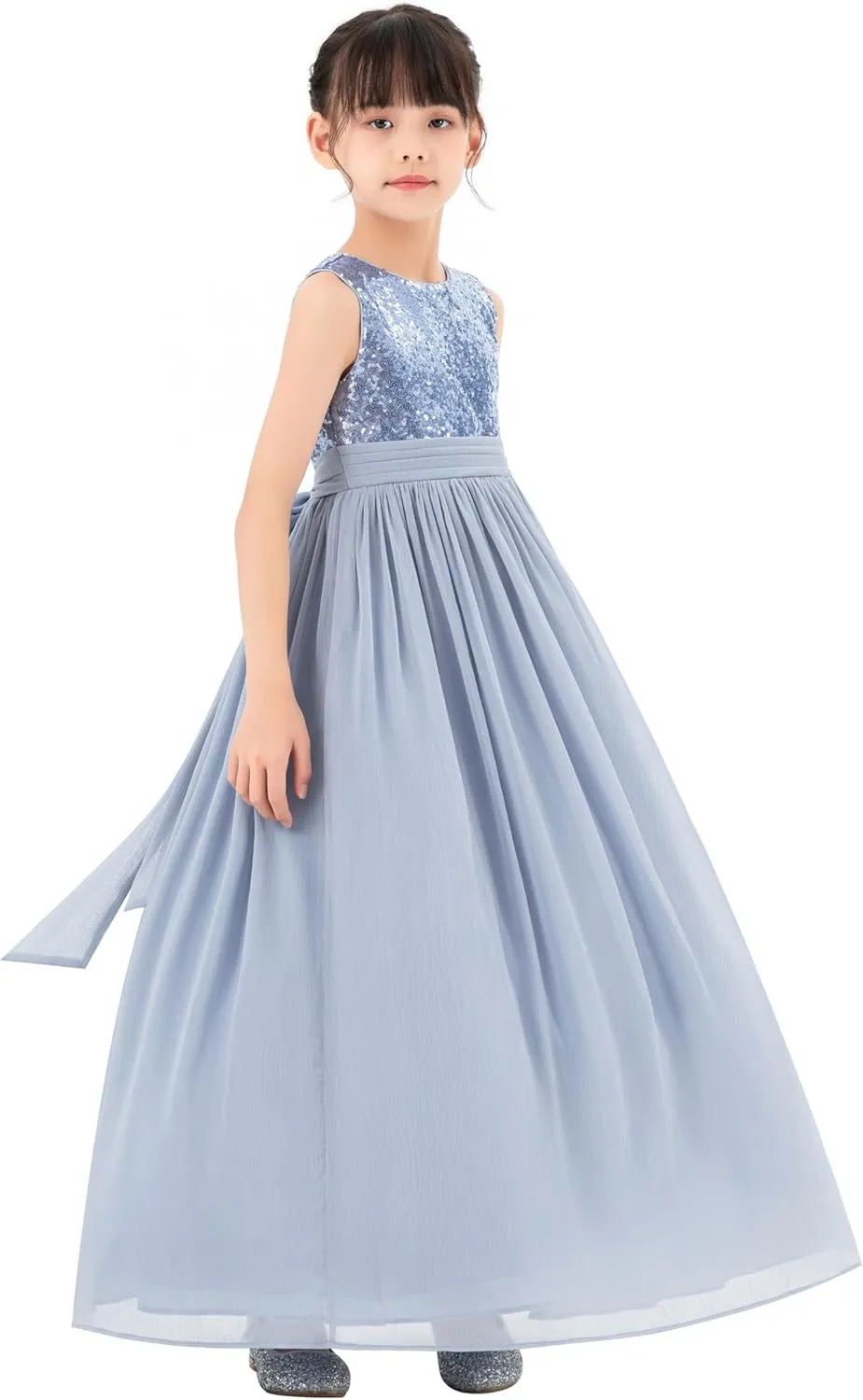 ekidsbridal Chiffon Sequins Heart Cutout Flower Girl Dresses for Beauty Pageants SH1