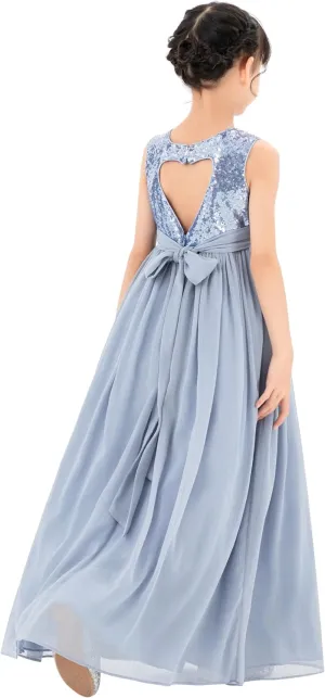ekidsbridal Chiffon Sequins Heart Cutout Flower Girl Dresses for Beauty Pageants SH1