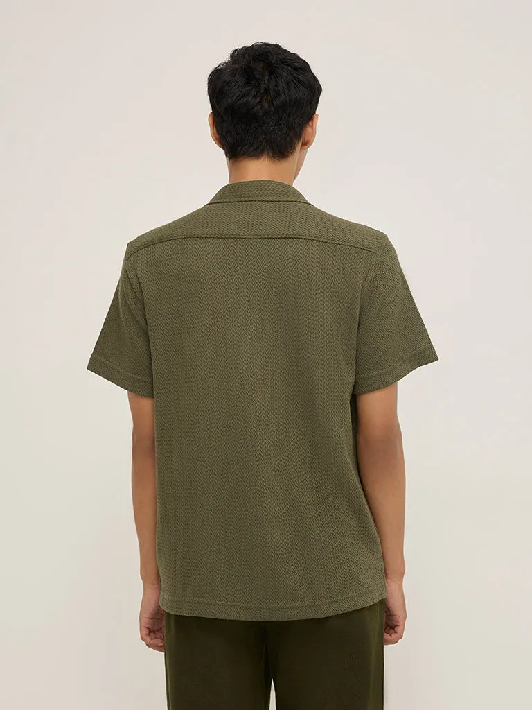 ETA Olive Knitted Relaxed-Fit Shirt