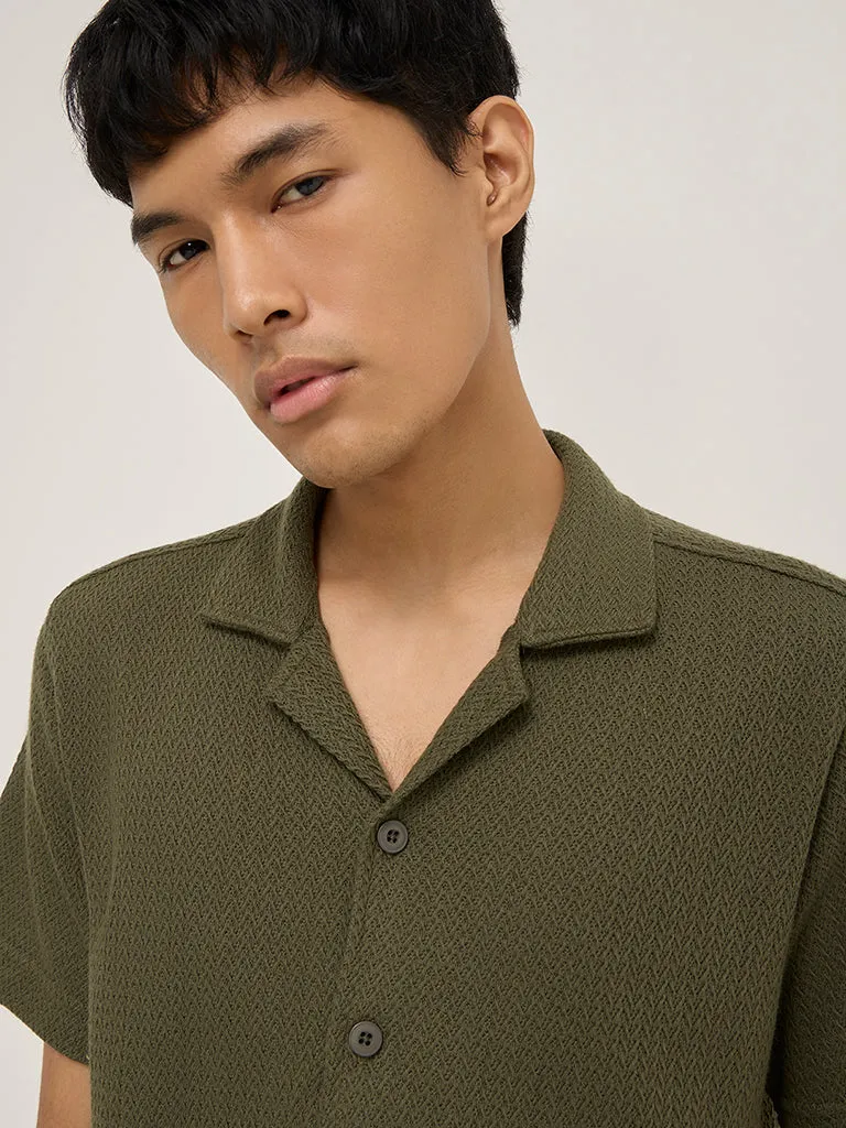 ETA Olive Knitted Relaxed-Fit Shirt