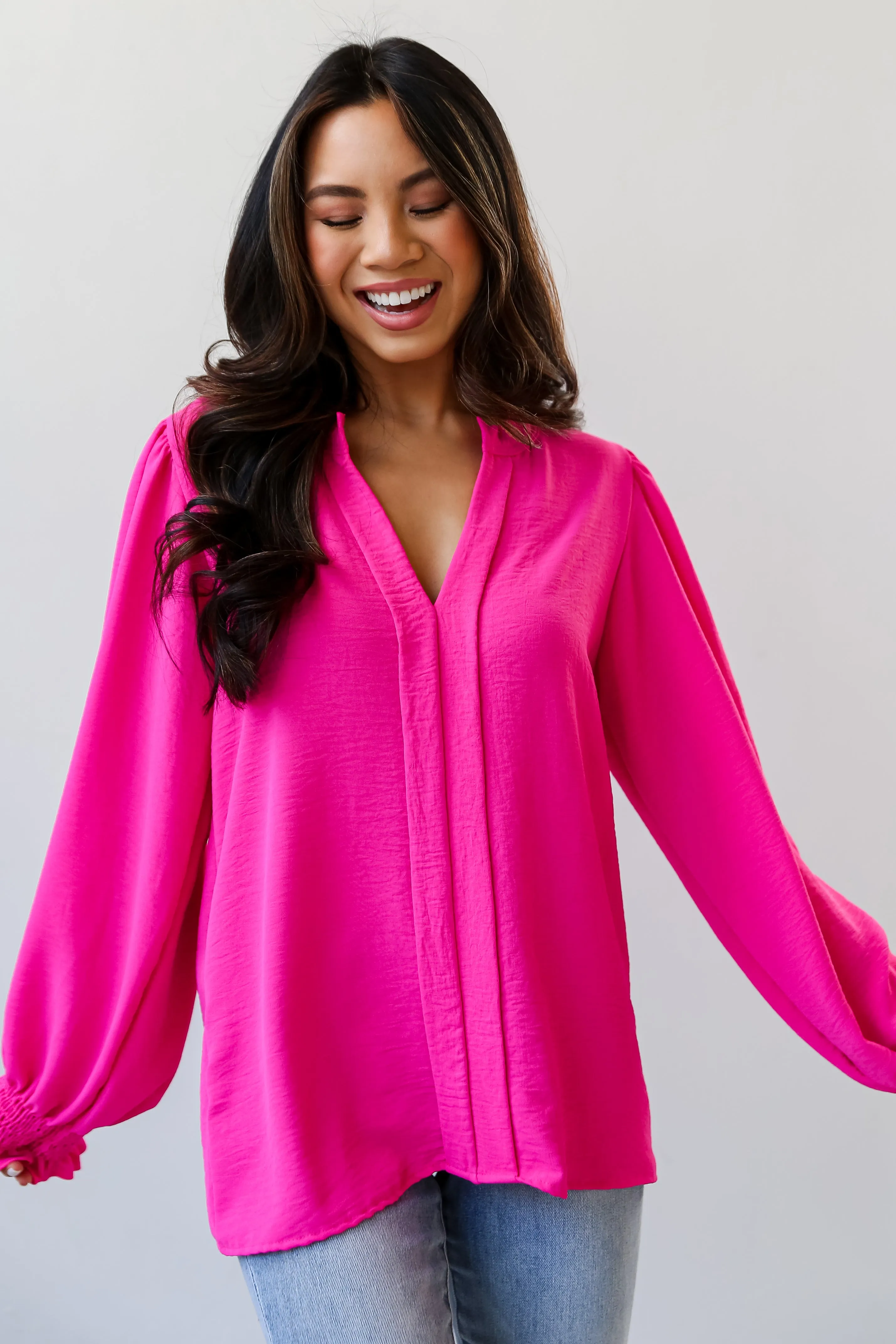 FINAL SALE - Social Sensation Hot Pink Blouse