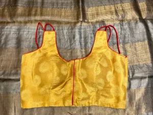 Golden Yellow Color Sleeveless Chanderi Blouse