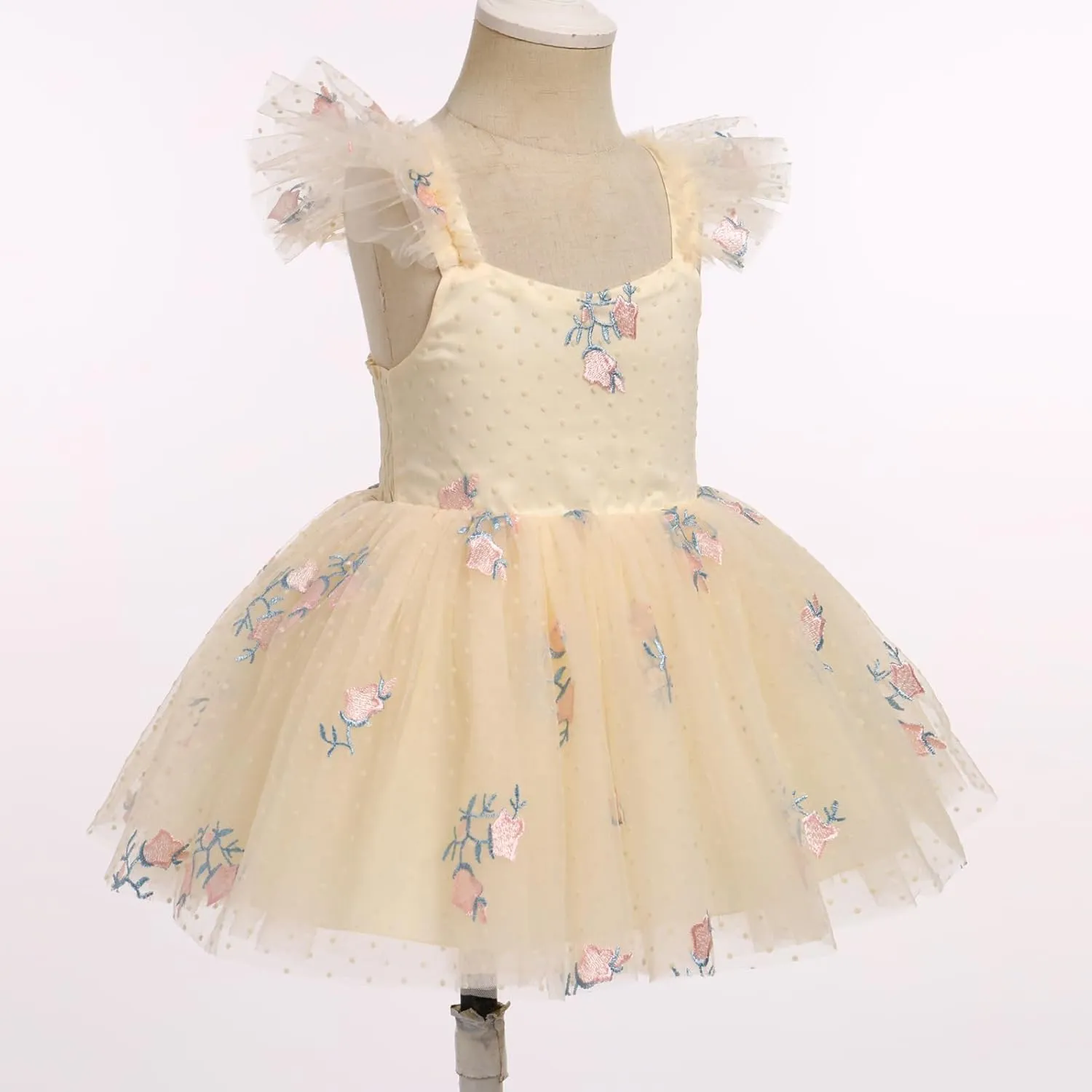 IDOPIP Baby Girls Butterfly Tutu Dress Summer Sleeveless Backless Princess Birthday Party Dresses Ruffle Tulle Sundress 6M-5T