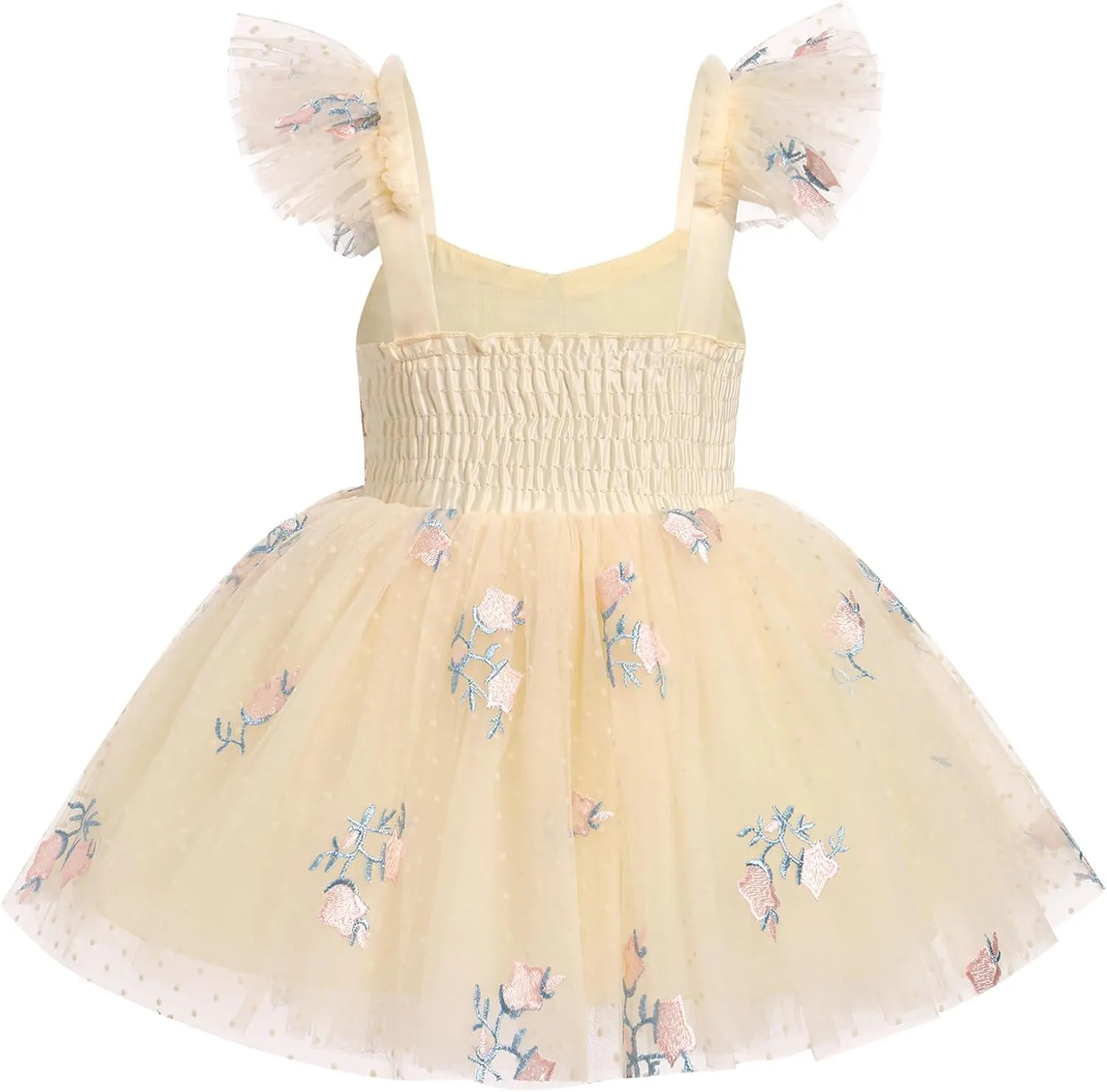 IDOPIP Baby Girls Butterfly Tutu Dress Summer Sleeveless Backless Princess Birthday Party Dresses Ruffle Tulle Sundress 6M-5T
