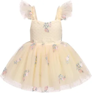 IDOPIP Baby Girls Butterfly Tutu Dress Summer Sleeveless Backless Princess Birthday Party Dresses Ruffle Tulle Sundress 6M-5T