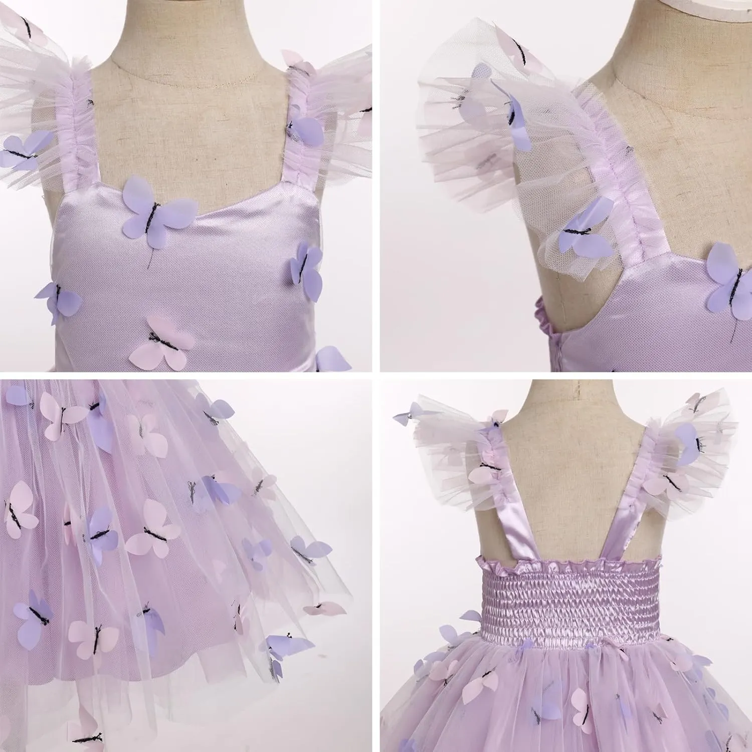 IDOPIP Baby Girls Butterfly Tutu Dress Summer Sleeveless Backless Princess Birthday Party Dresses Ruffle Tulle Sundress 6M-5T