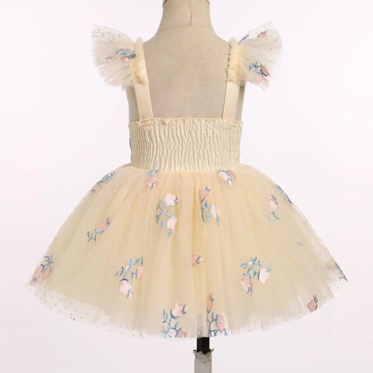 IDOPIP Baby Girls Butterfly Tutu Dress Summer Sleeveless Backless Princess Birthday Party Dresses Ruffle Tulle Sundress 6M-5T