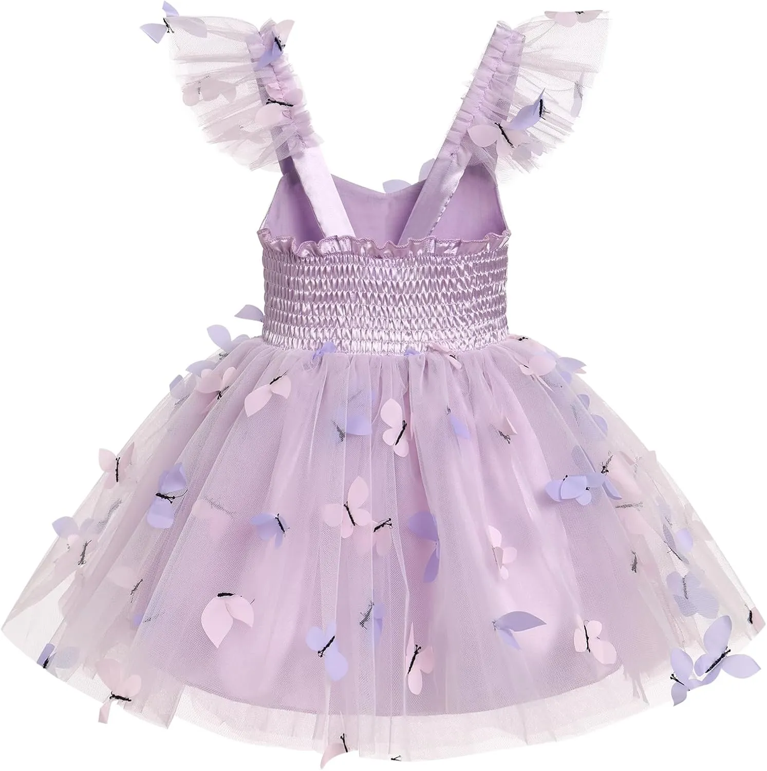 IDOPIP Baby Girls Butterfly Tutu Dress Summer Sleeveless Backless Princess Birthday Party Dresses Ruffle Tulle Sundress 6M-5T