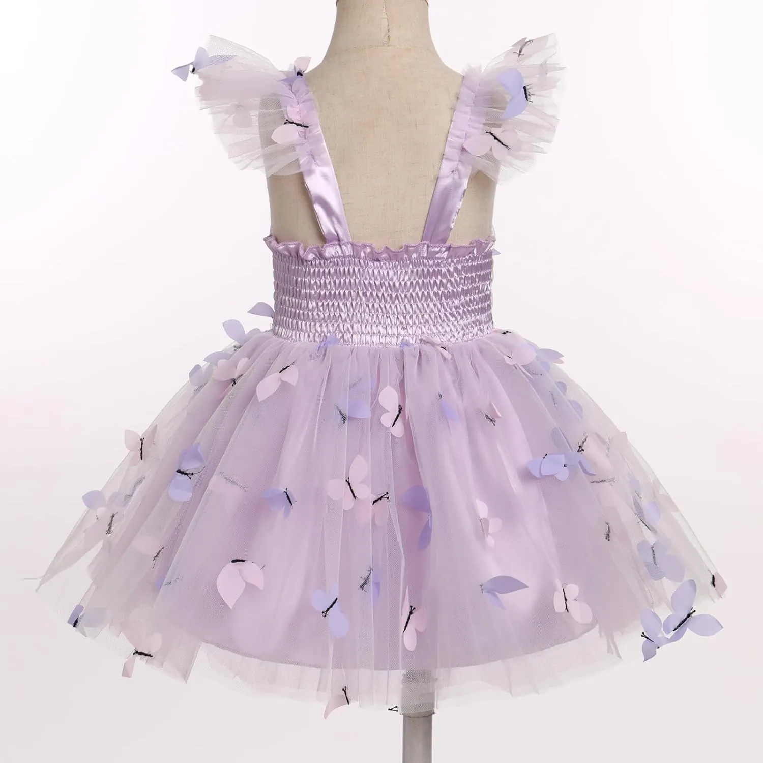 IDOPIP Baby Girls Butterfly Tutu Dress Summer Sleeveless Backless Princess Birthday Party Dresses Ruffle Tulle Sundress 6M-5T