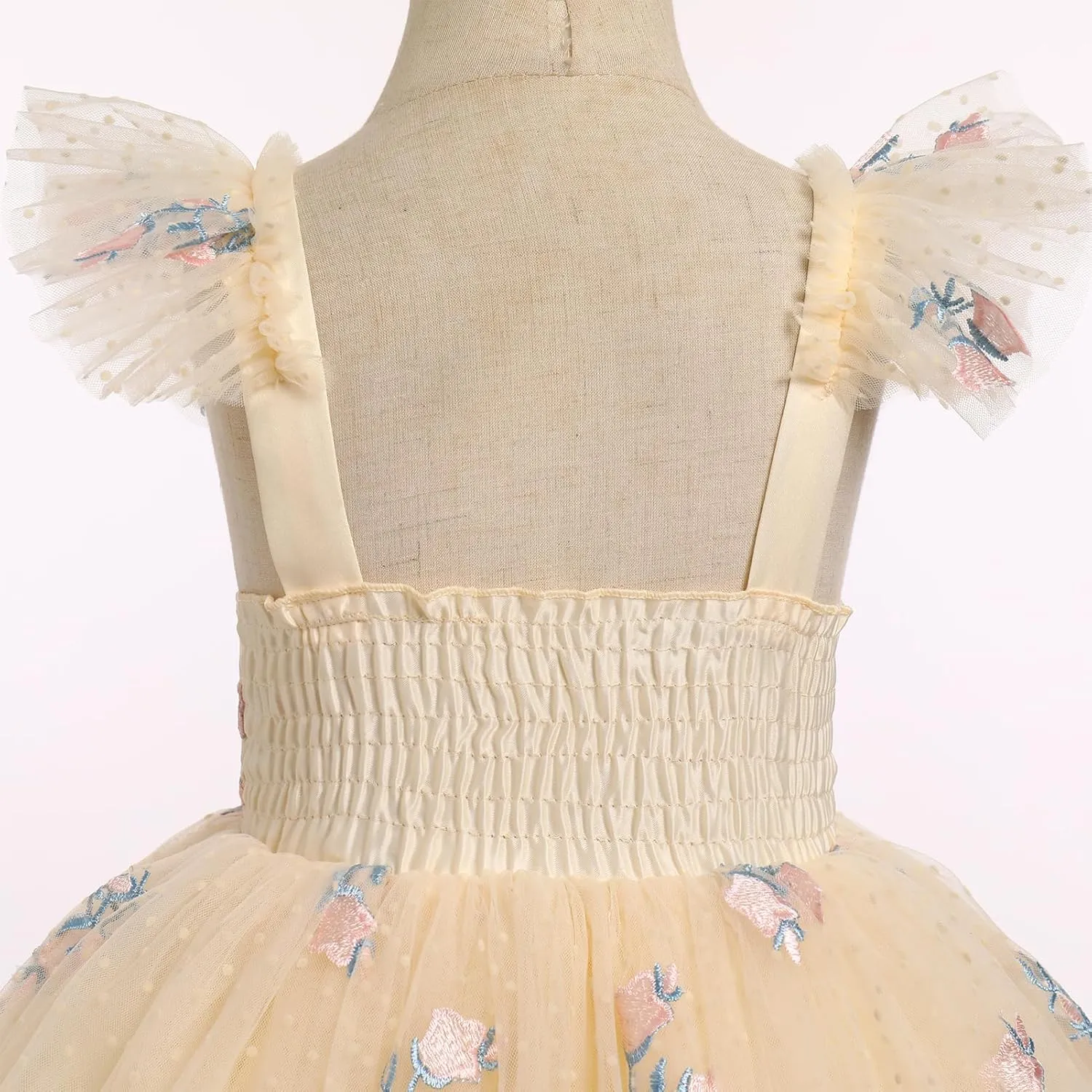 IDOPIP Baby Girls Butterfly Tutu Dress Summer Sleeveless Backless Princess Birthday Party Dresses Ruffle Tulle Sundress 6M-5T