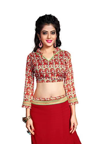 Indianbeauty Women's Chiffon Saree (AS1241_Red_Free Size)