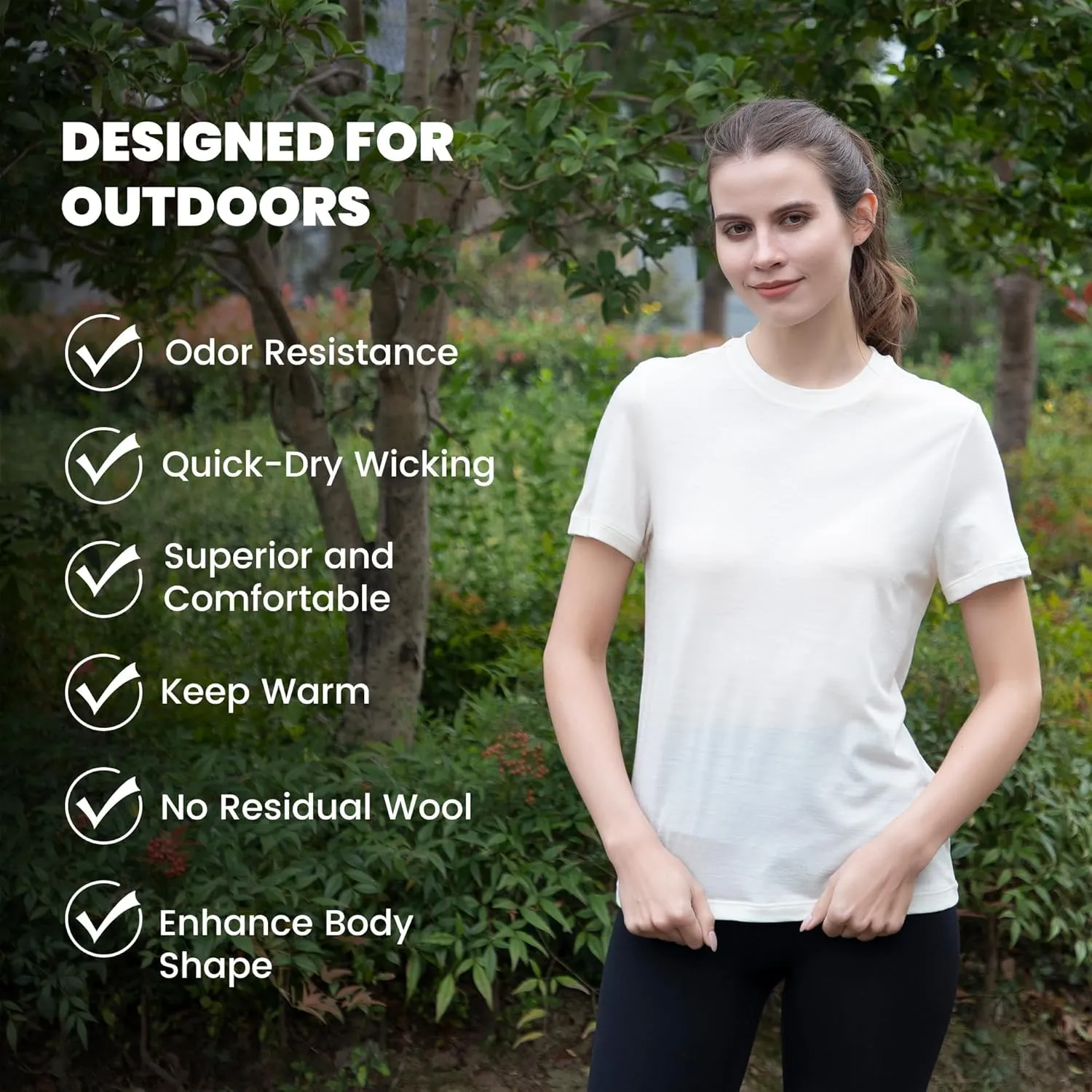 innotree Women's Merino Wool Tee, Odor-Resistant Crew Neck Short Sleeve Base Layer for Outdoor, Yoga, Travel & Daily Wear
