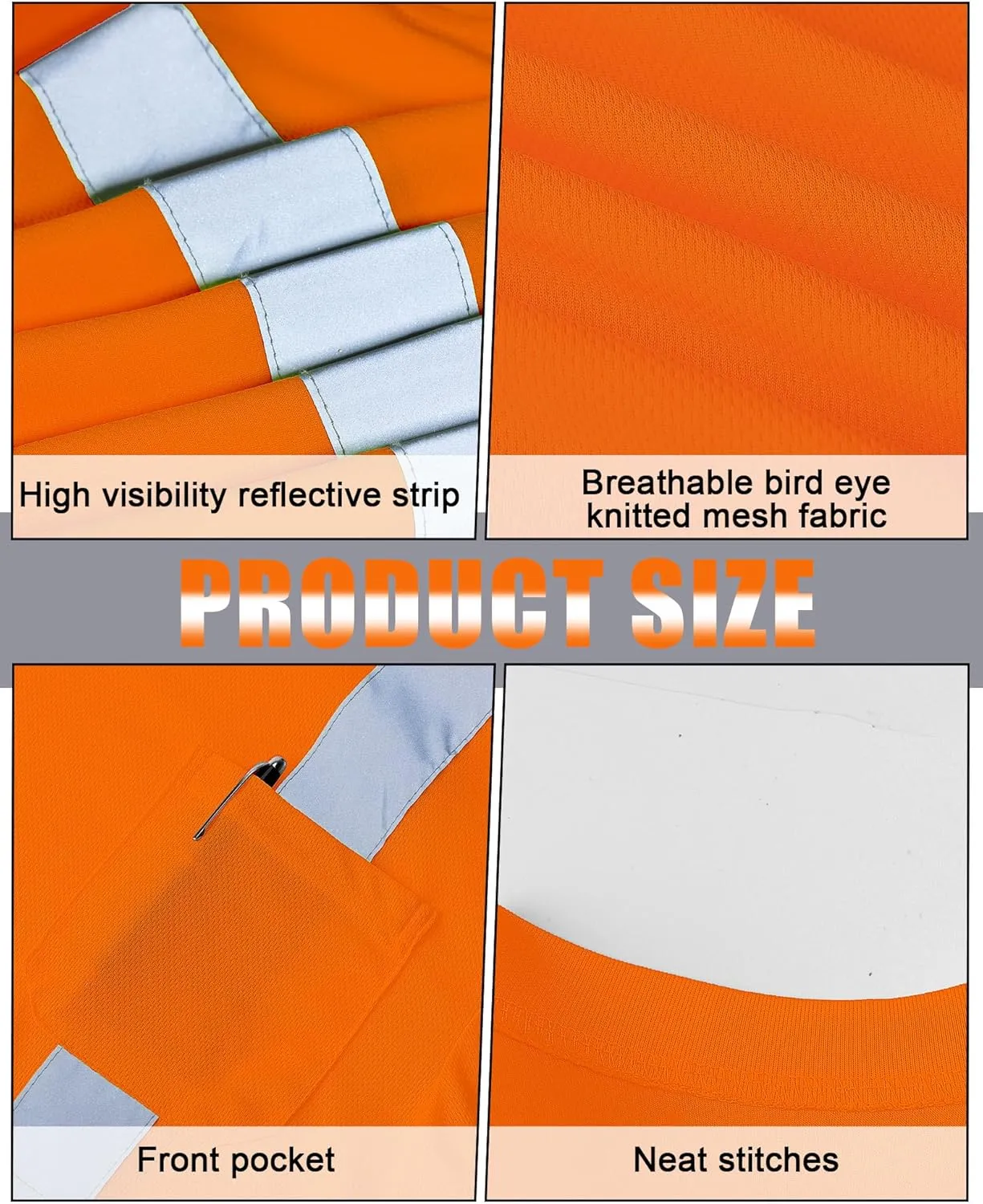 JaGely 4 Pcs Reflective Safety Shirts Short Sleeve High Visibility Hi Vis T-shirts for Construction Work with Front Pocket