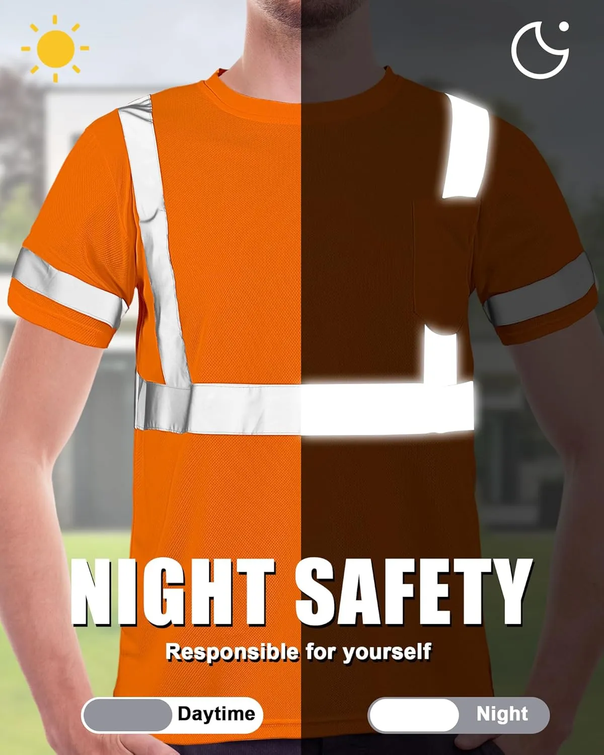 JaGely 4 Pcs Reflective Safety Shirts Short Sleeve High Visibility Hi Vis T-shirts for Construction Work with Front Pocket