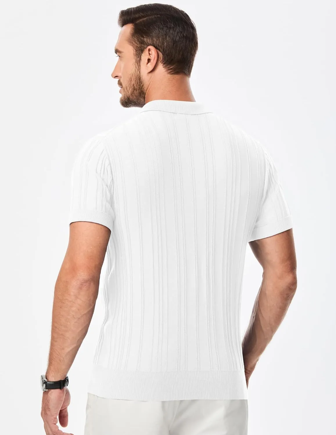 JMIERR Mens Casual Polo Shirt Short Sleeve Classic Fit Knit T Shirt Golf Shirts with Zipper