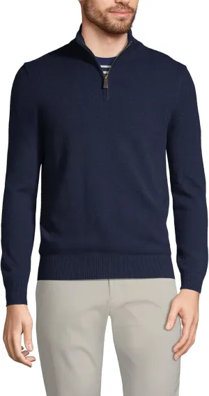 Lands' End Men's Fine Gauge Cashmere Quarter Zip