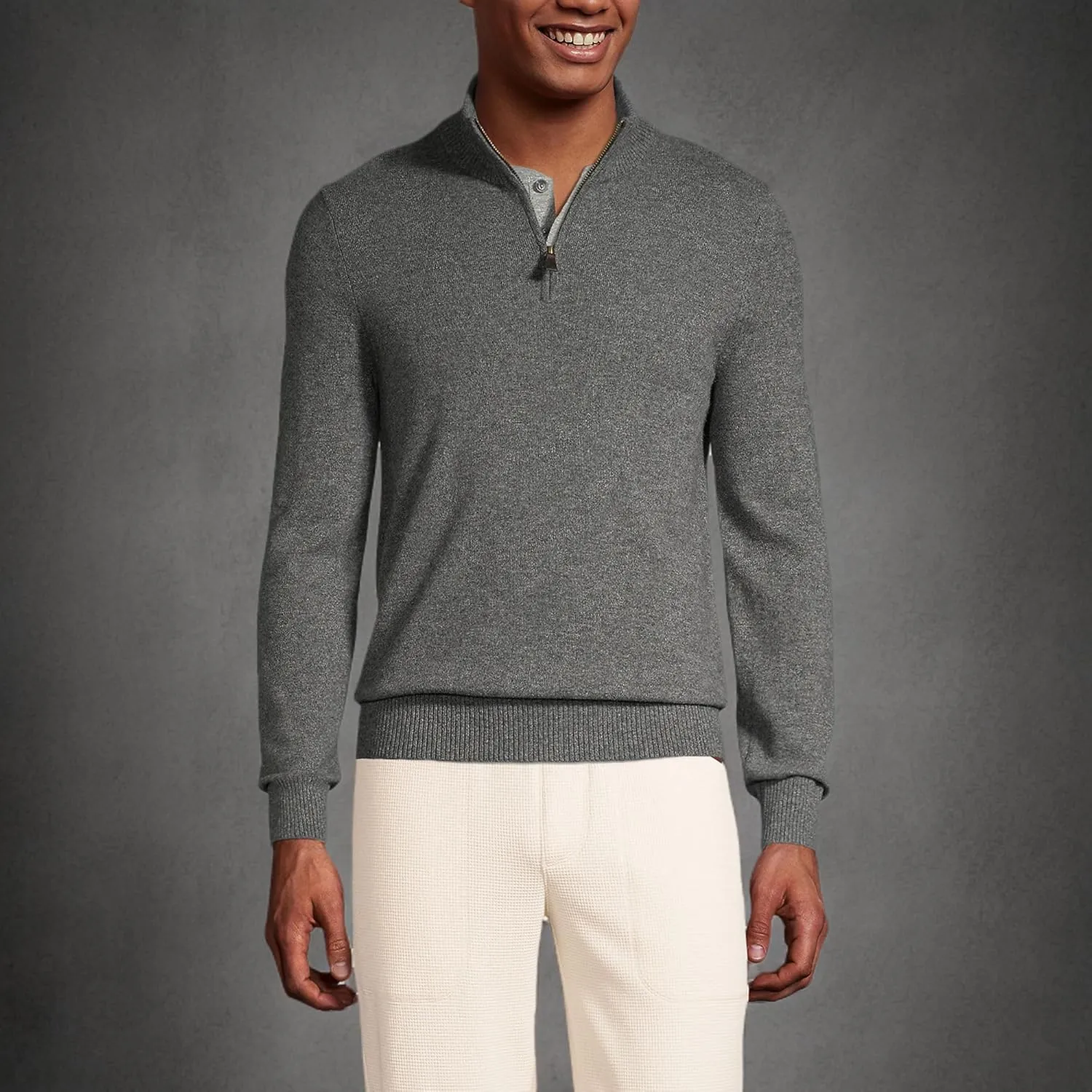 Lands' End Men's Fine Gauge Cashmere Quarter Zip