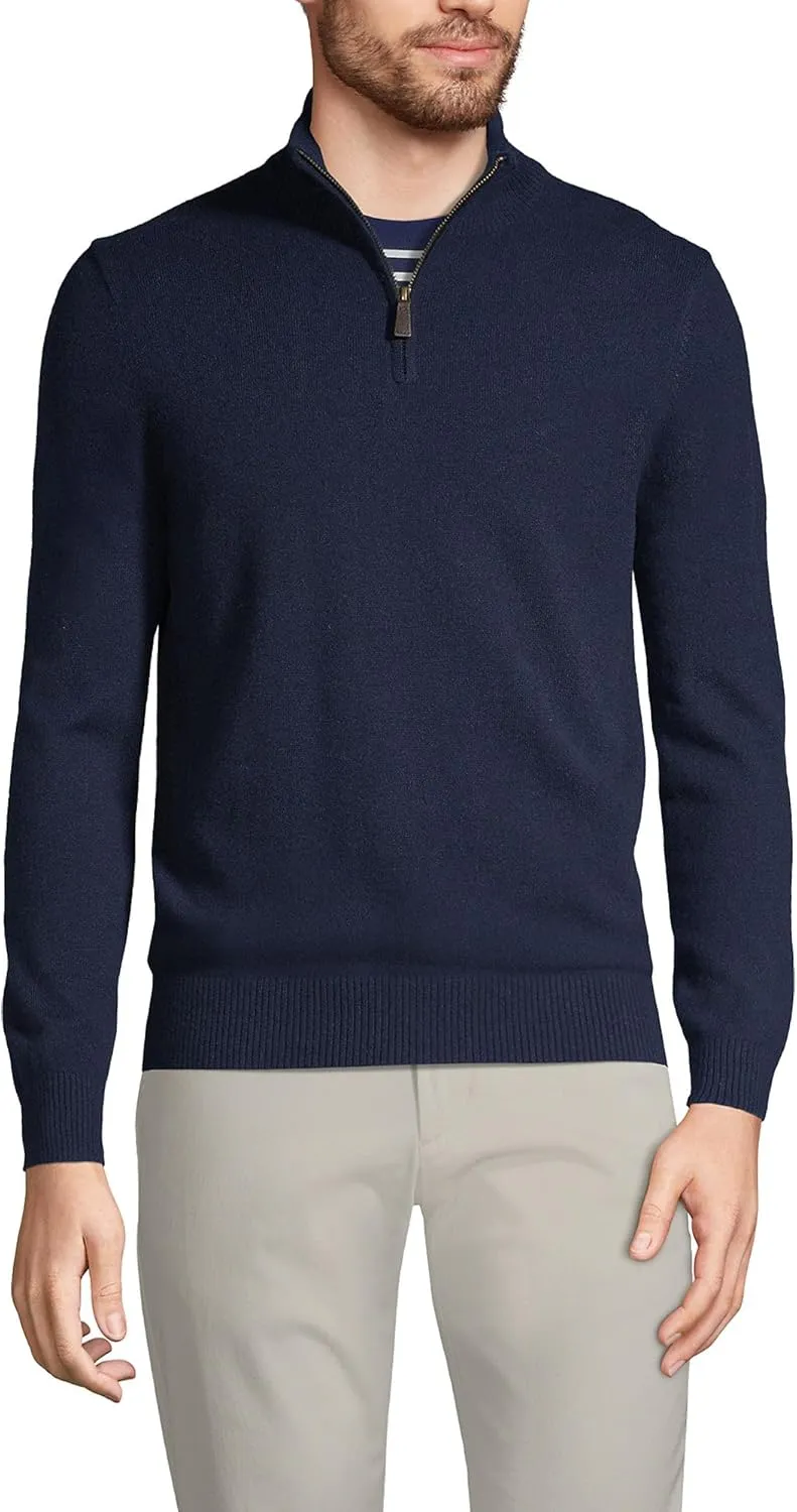 Lands' End Men's Fine Gauge Cashmere Quarter Zip
