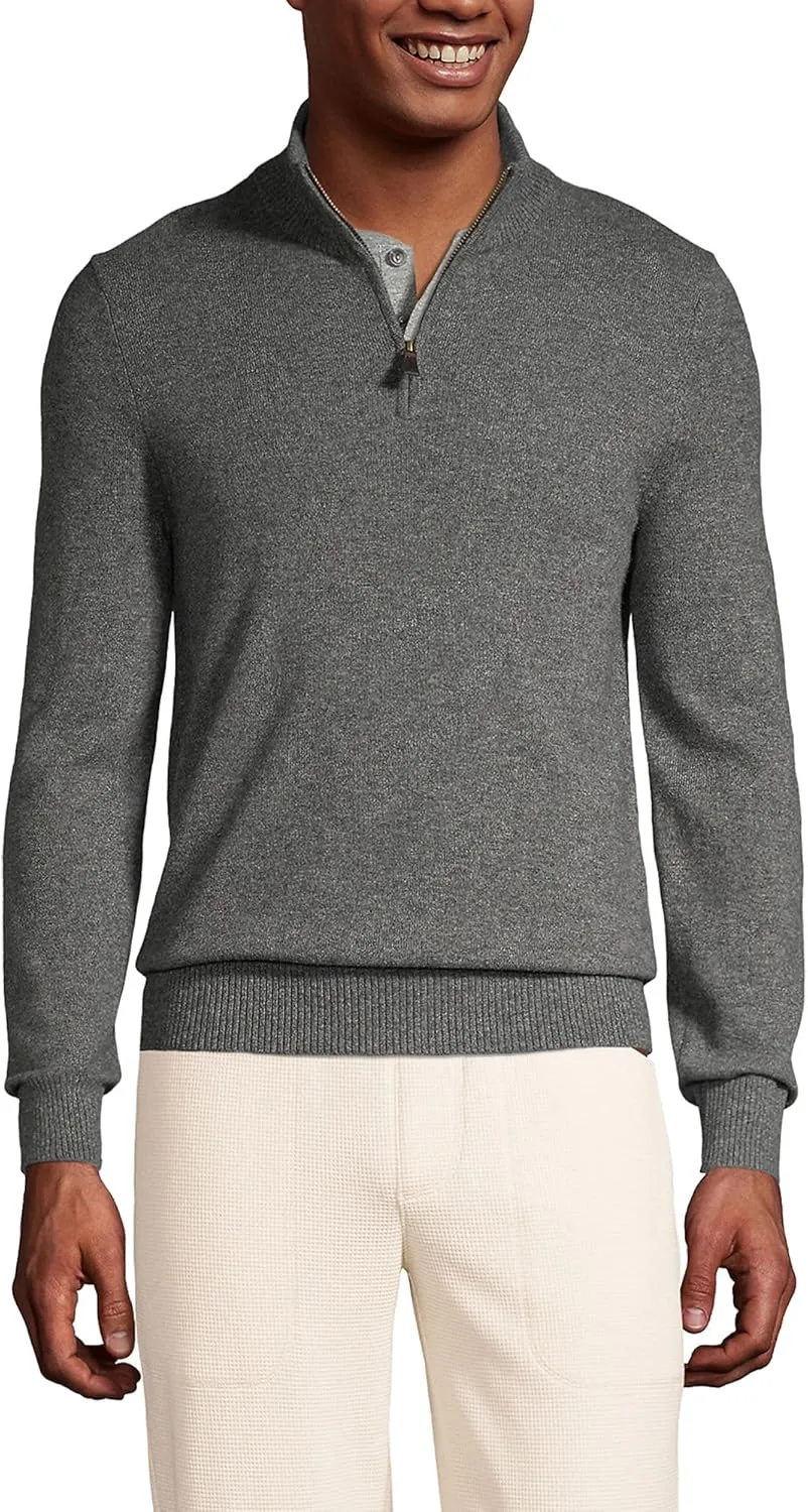 Lands' End Men's Fine Gauge Cashmere Quarter Zip
