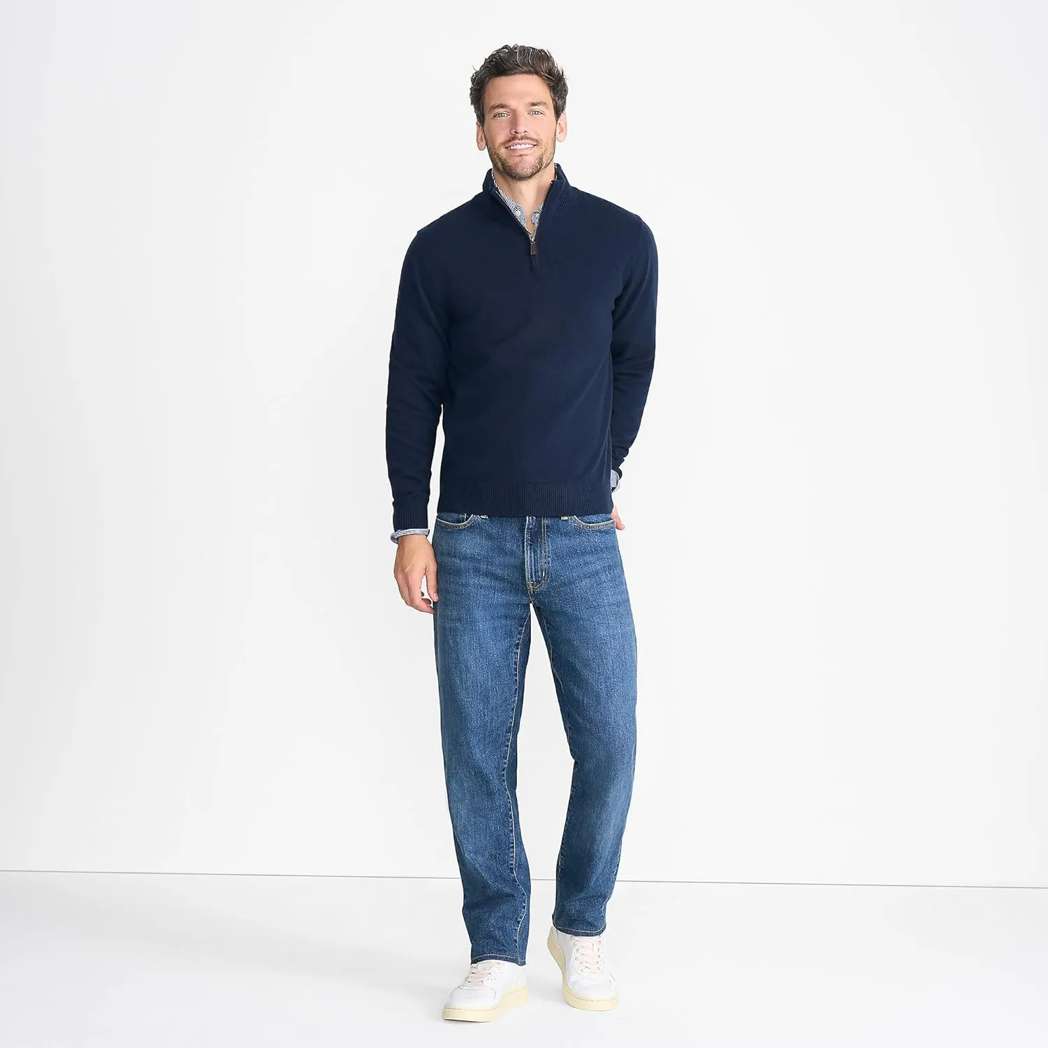 Lands' End Men's Fine Gauge Cashmere Quarter Zip