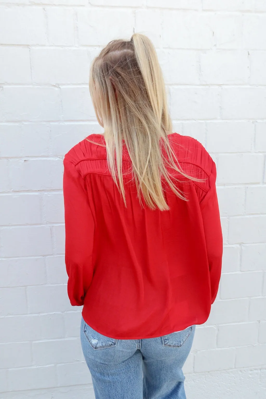 Liverpool Tango Red Blouse With Shirring