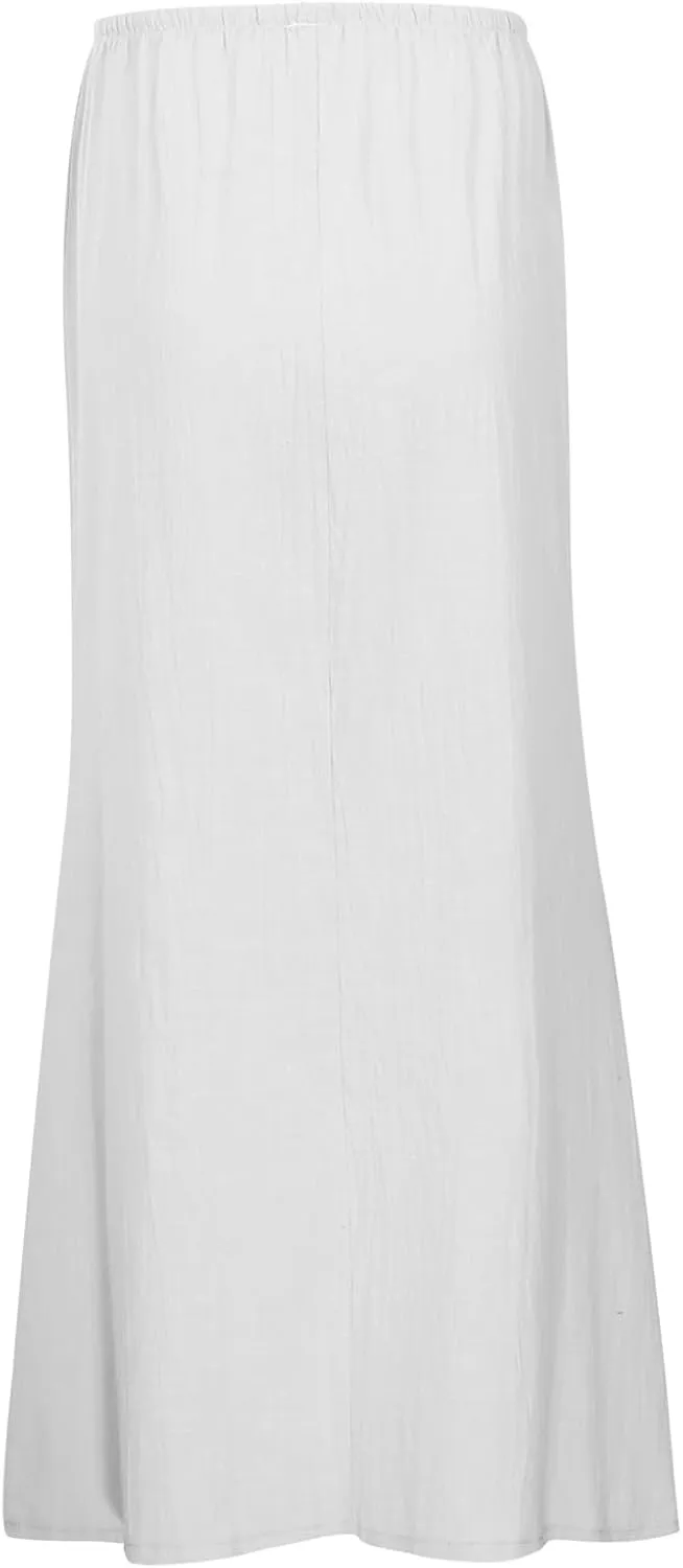 Maxi Skirt for Women - Flowy Linen Skirt Trendy Boho Style for Summer and Vacation Maxi Length Long Flowy Skirts