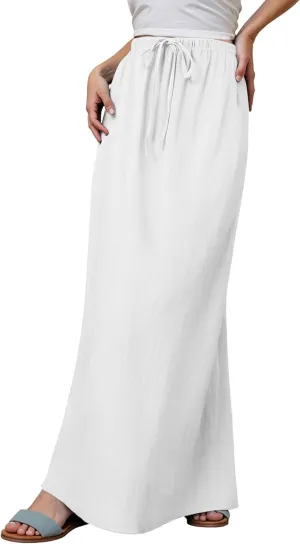 Maxi Skirt for Women - Flowy Linen Skirt Trendy Boho Style for Summer and Vacation Maxi Length Long Flowy Skirts