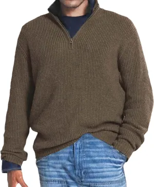 Men Quarter Zip Pullover Sweater Oversize Chunky Warm Knitted Texture Jumper Casual Long Sleeve Turtleneck Sweatshirt