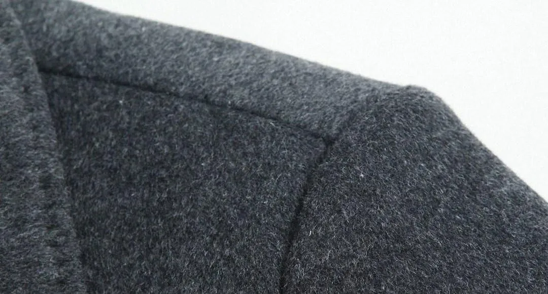 Men's Classical Bussiness Style Single Breasted Plaid Wool Coat #00220237