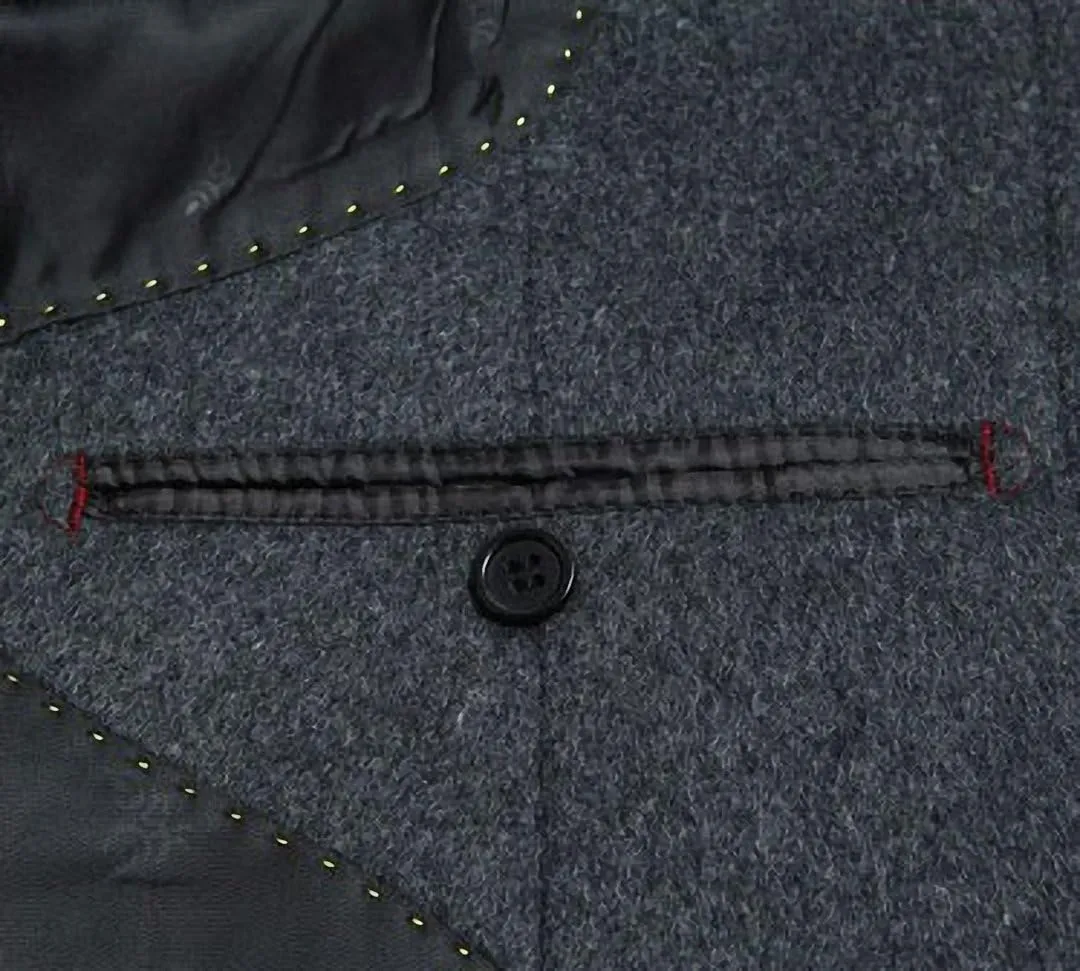 Men's Classical Bussiness Style Single Breasted Plaid Wool Coat #00220237