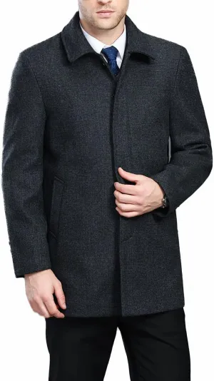 Men's Classical Bussiness Style Single Breasted Plaid Wool Coat #00220237